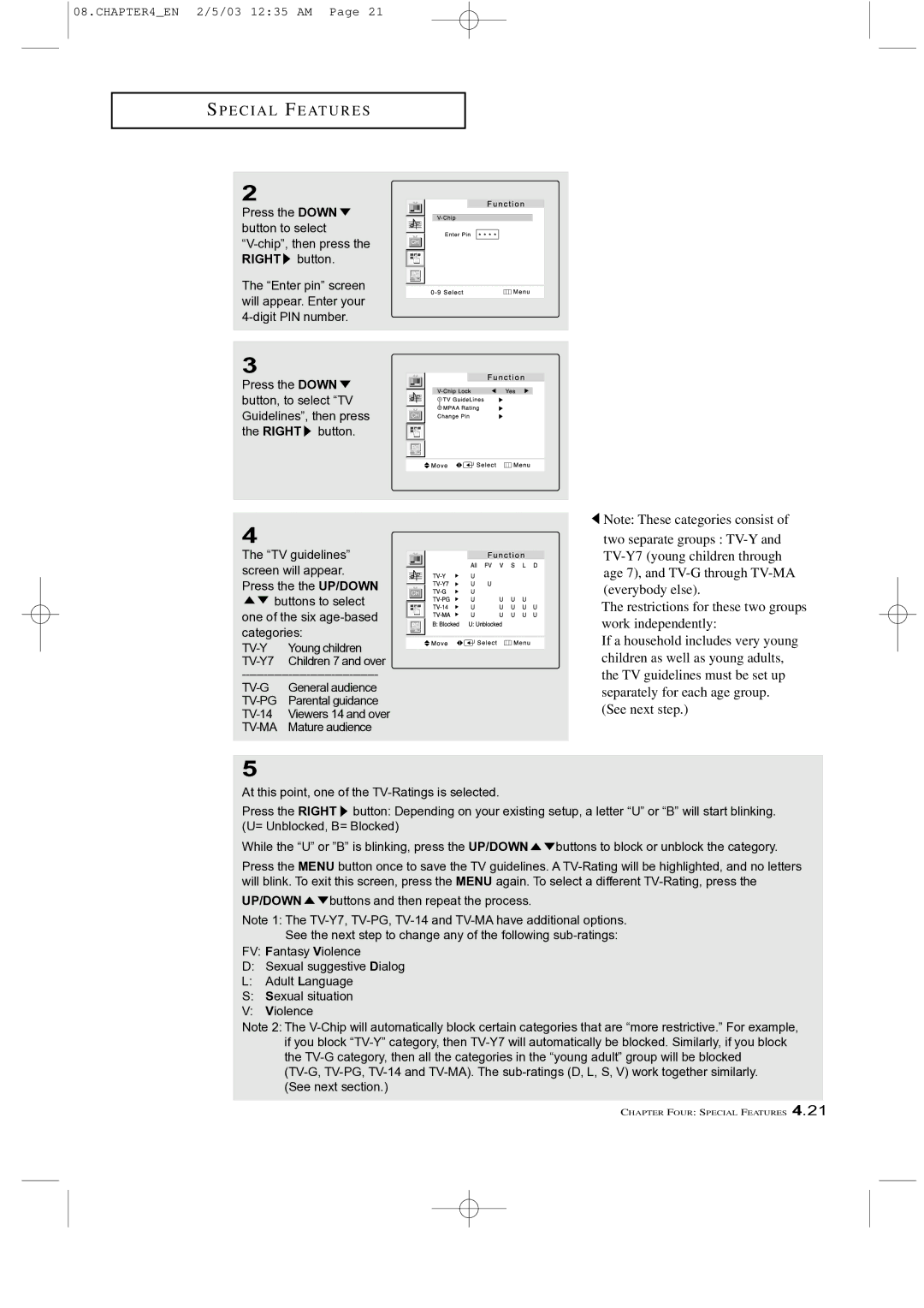 Samsung LTM 225W manual Tv-Y 