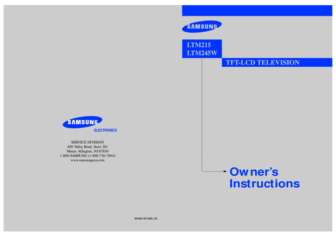 Samsung LTM215, LTM 245W manual Owner’s Instructions 