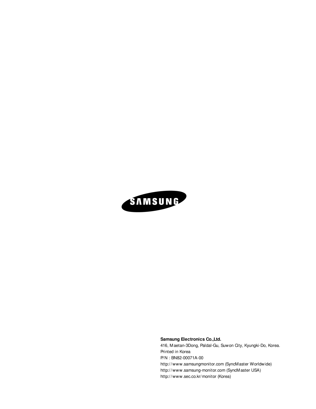 Samsung LTM1555(B), ES15U specifications BN82-00071A-00 