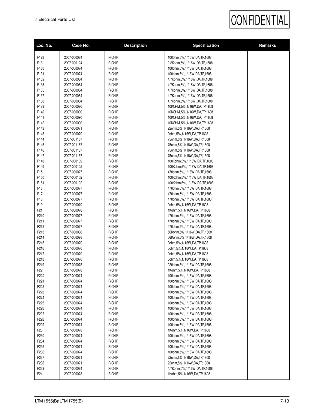 Samsung ES15U, LTM1555(B) specifications R128 