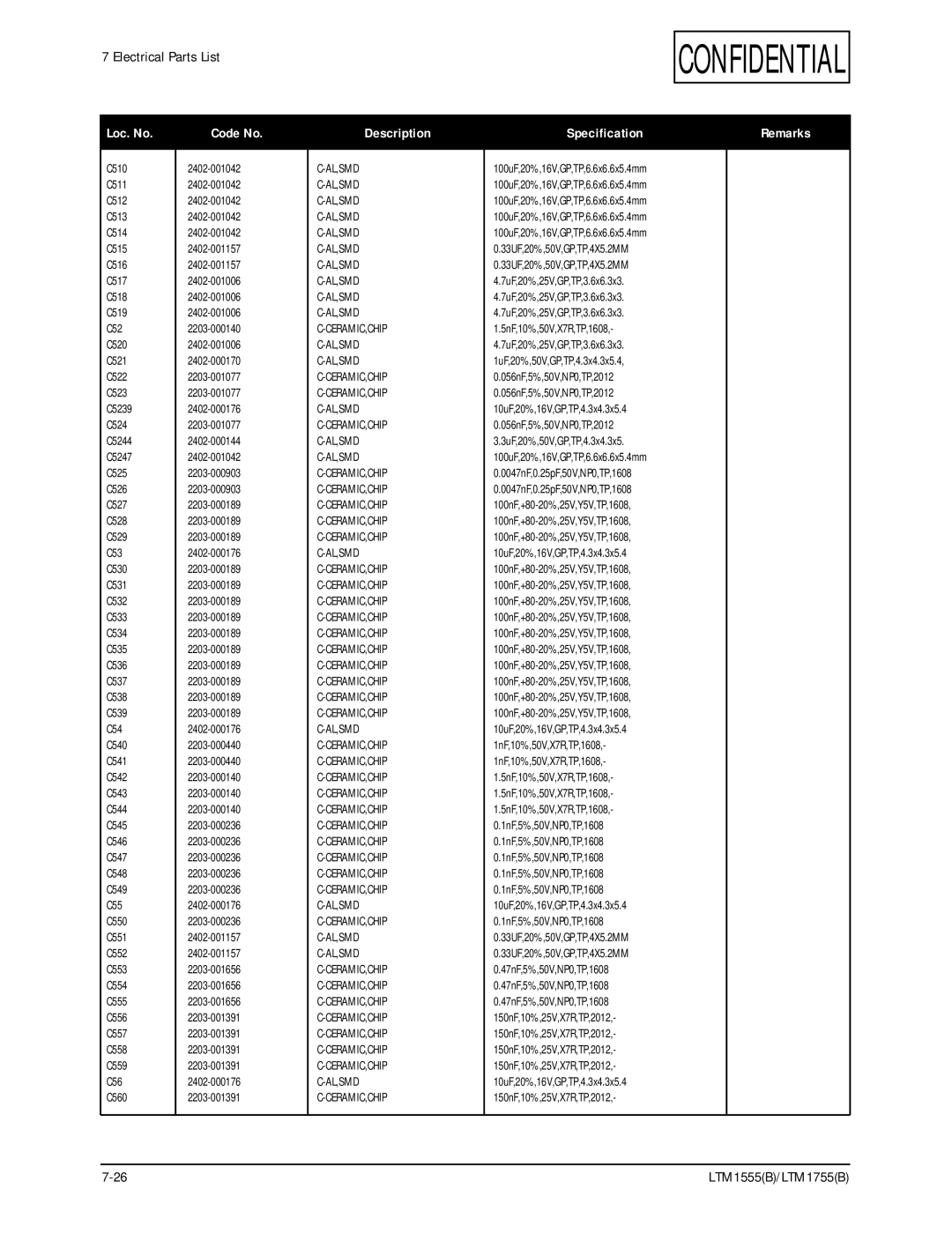 Samsung LTM1555(B), ES15U specifications C510 