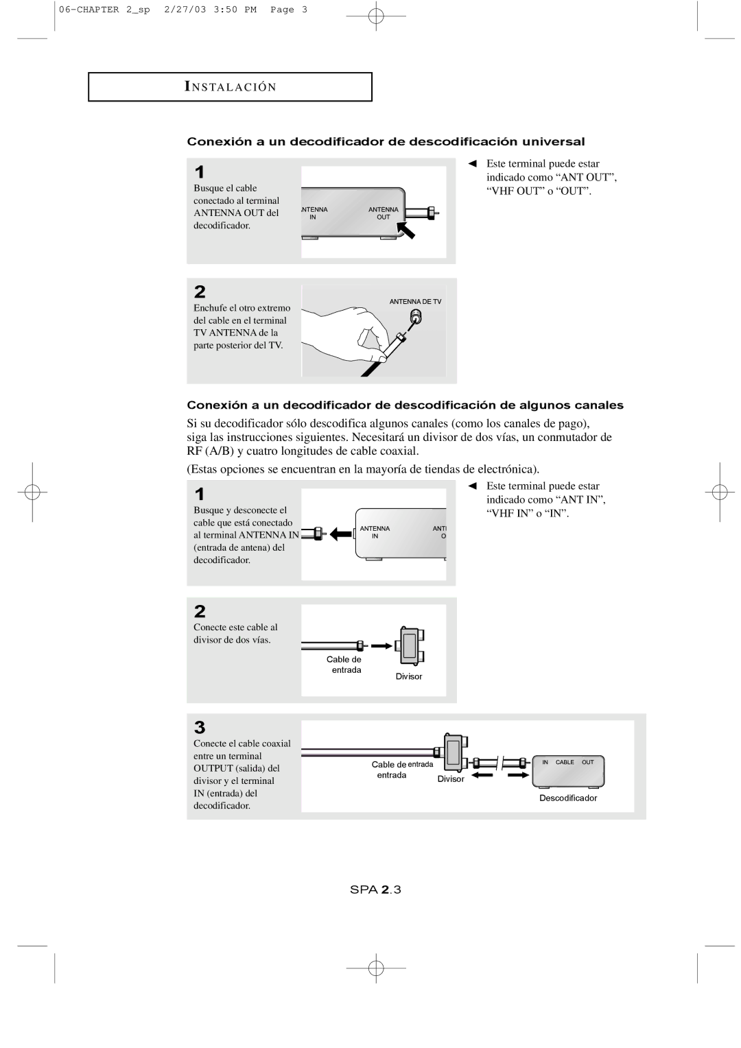 Samsung LTN1565, LTN1765 manual Conexión a un decodificador de descodificación universal 