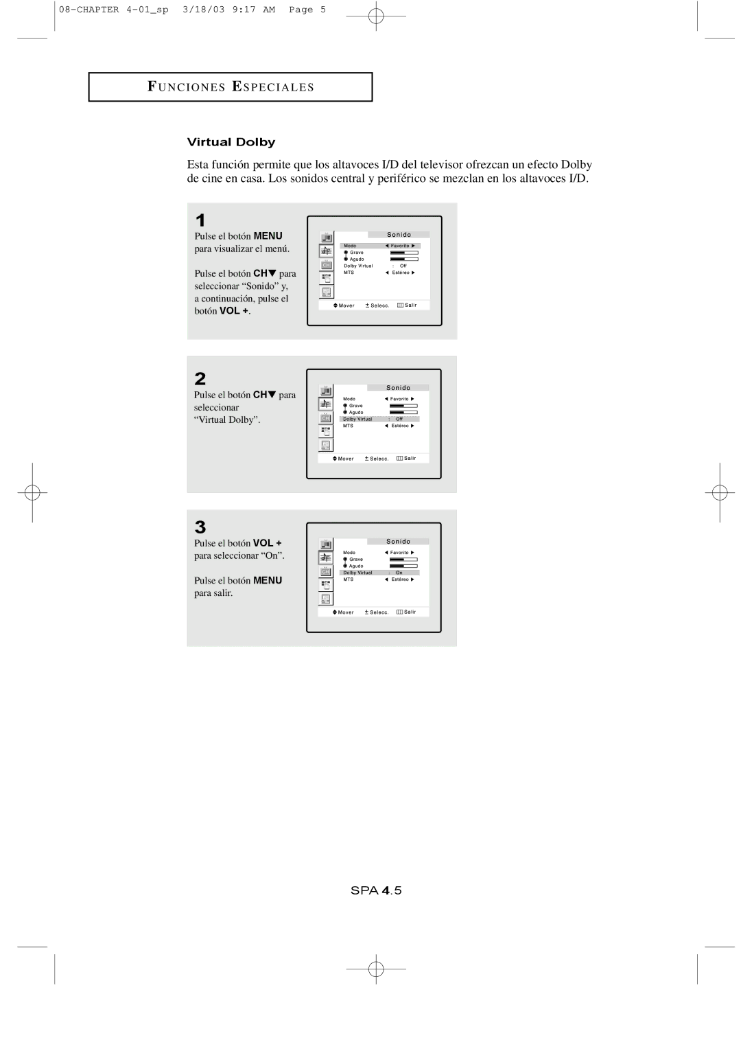 Samsung LTN1565, LTN1765 manual Virtual Dolby 