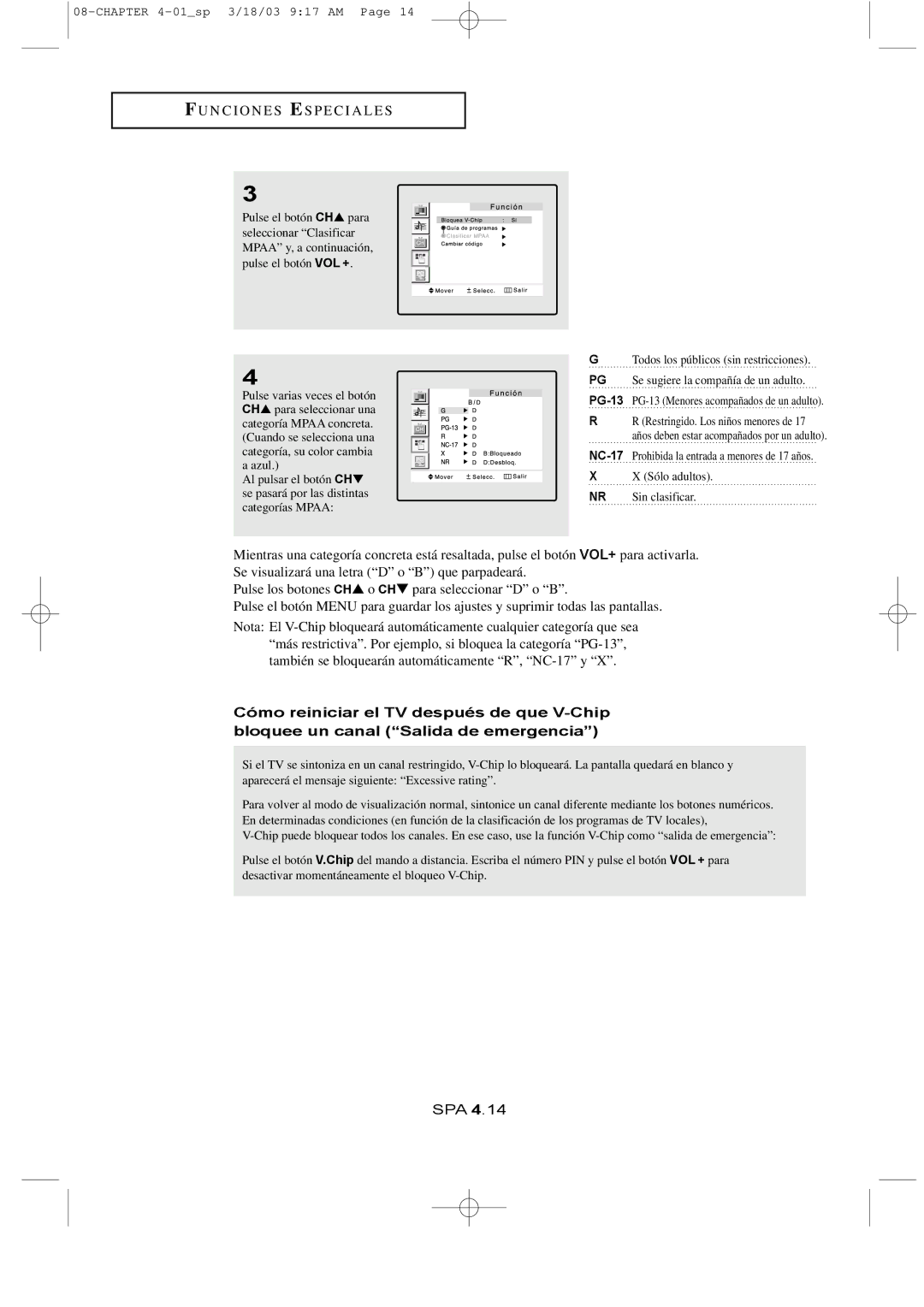 Samsung LTN1765, LTN1565 manual NC-17Prohibida la entrada a menores de 17 años Sólo adultos 