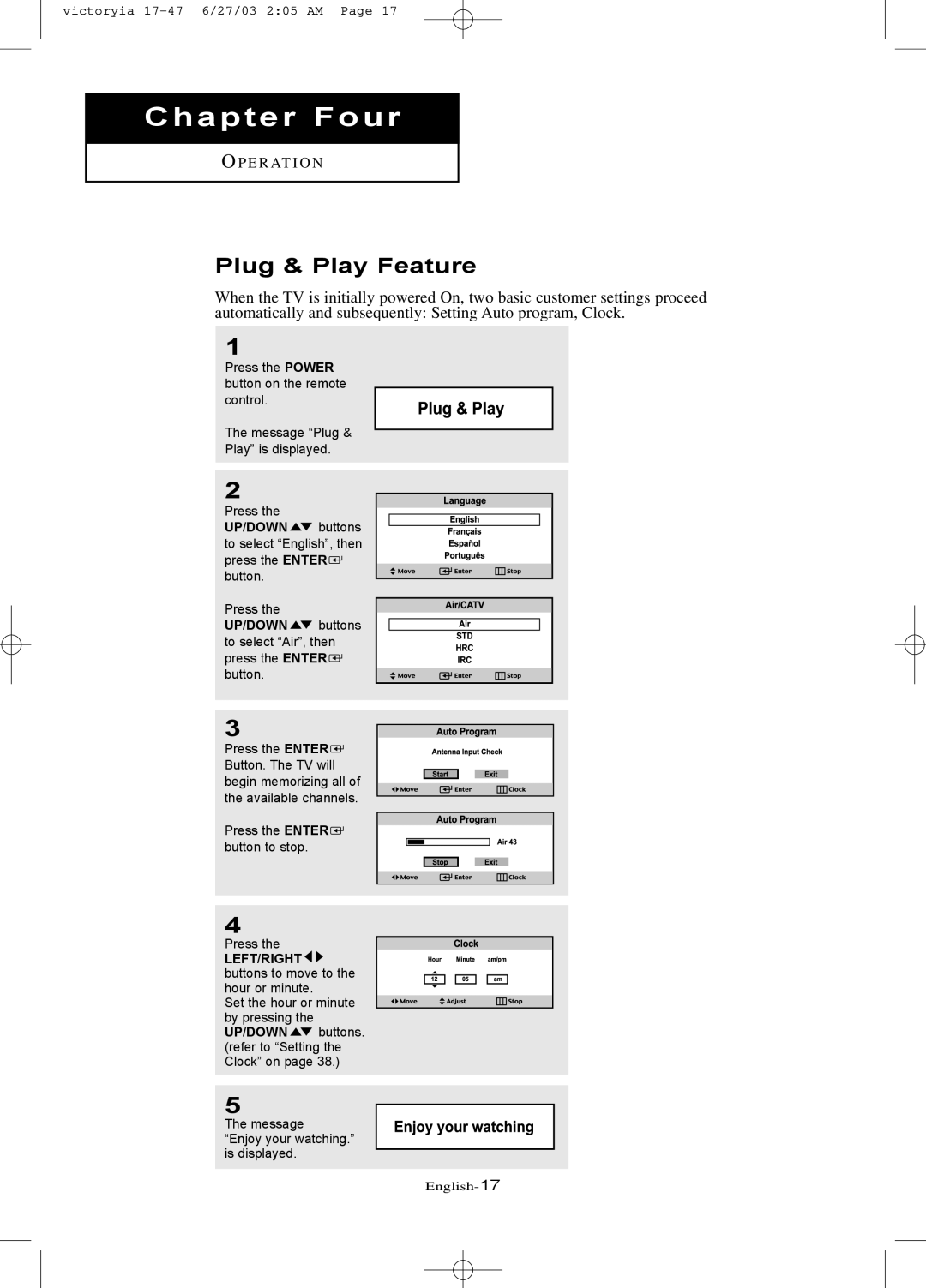 Samsung LTN1785W manual Chapter Four, Plug & Play Feature 