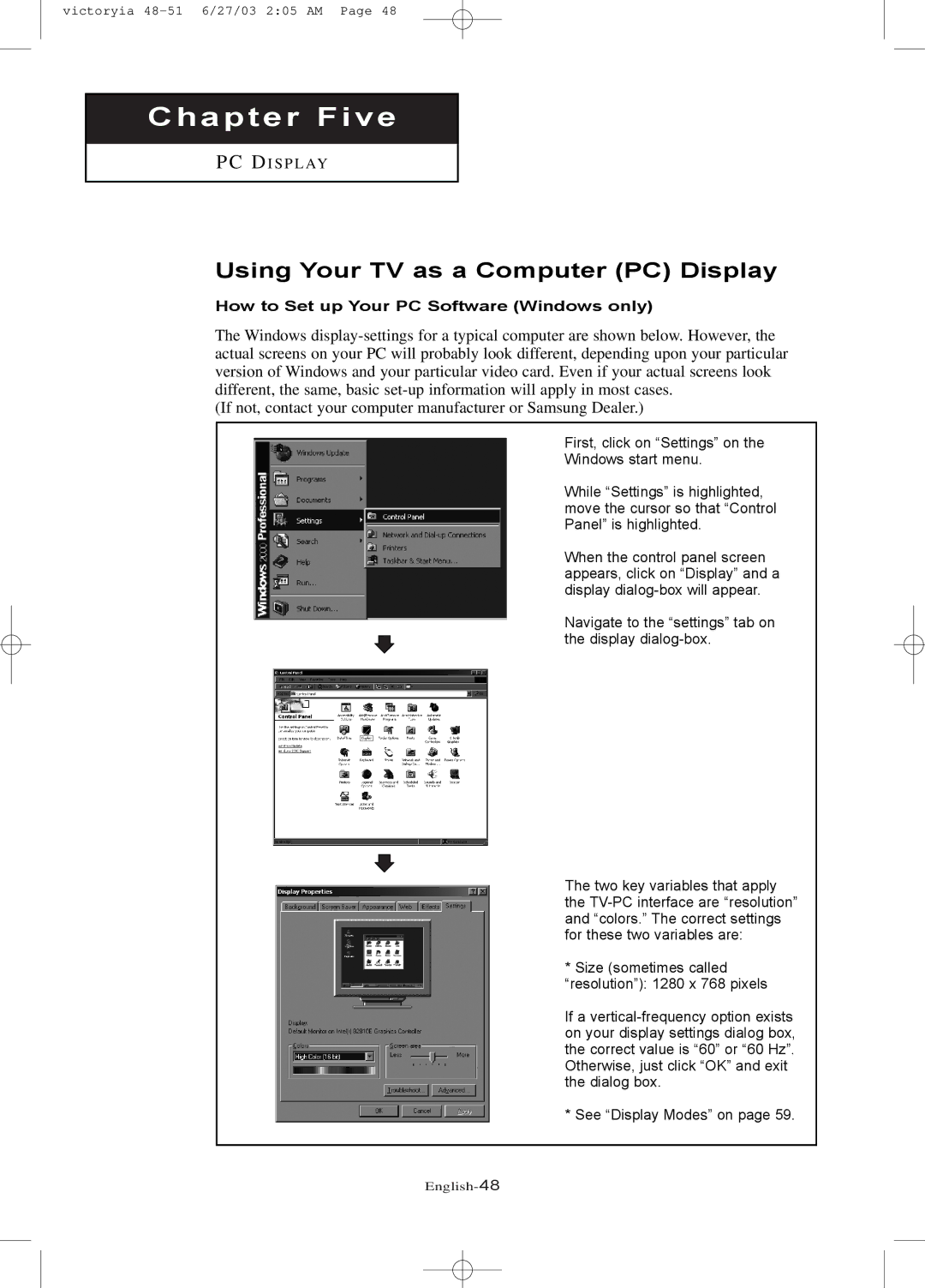 Samsung LTN1785W manual Using Your TV as a Computer PC Display, How to Set up Your PC Software Windows only 