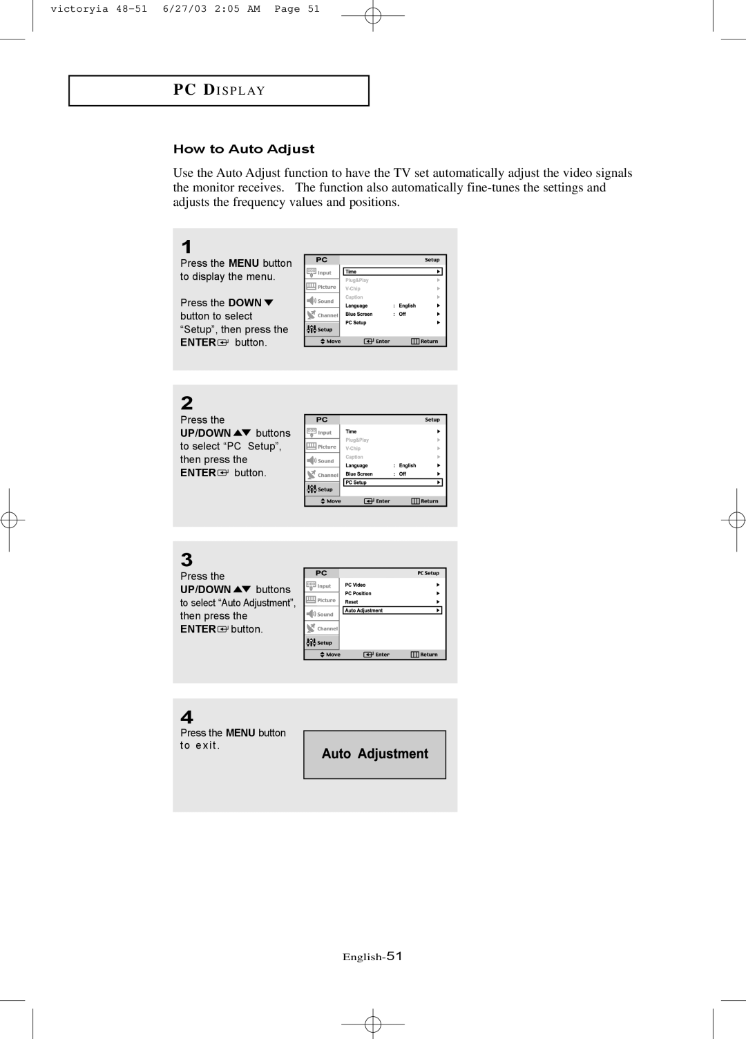 Samsung LTN1785W manual How to Auto Adjust 