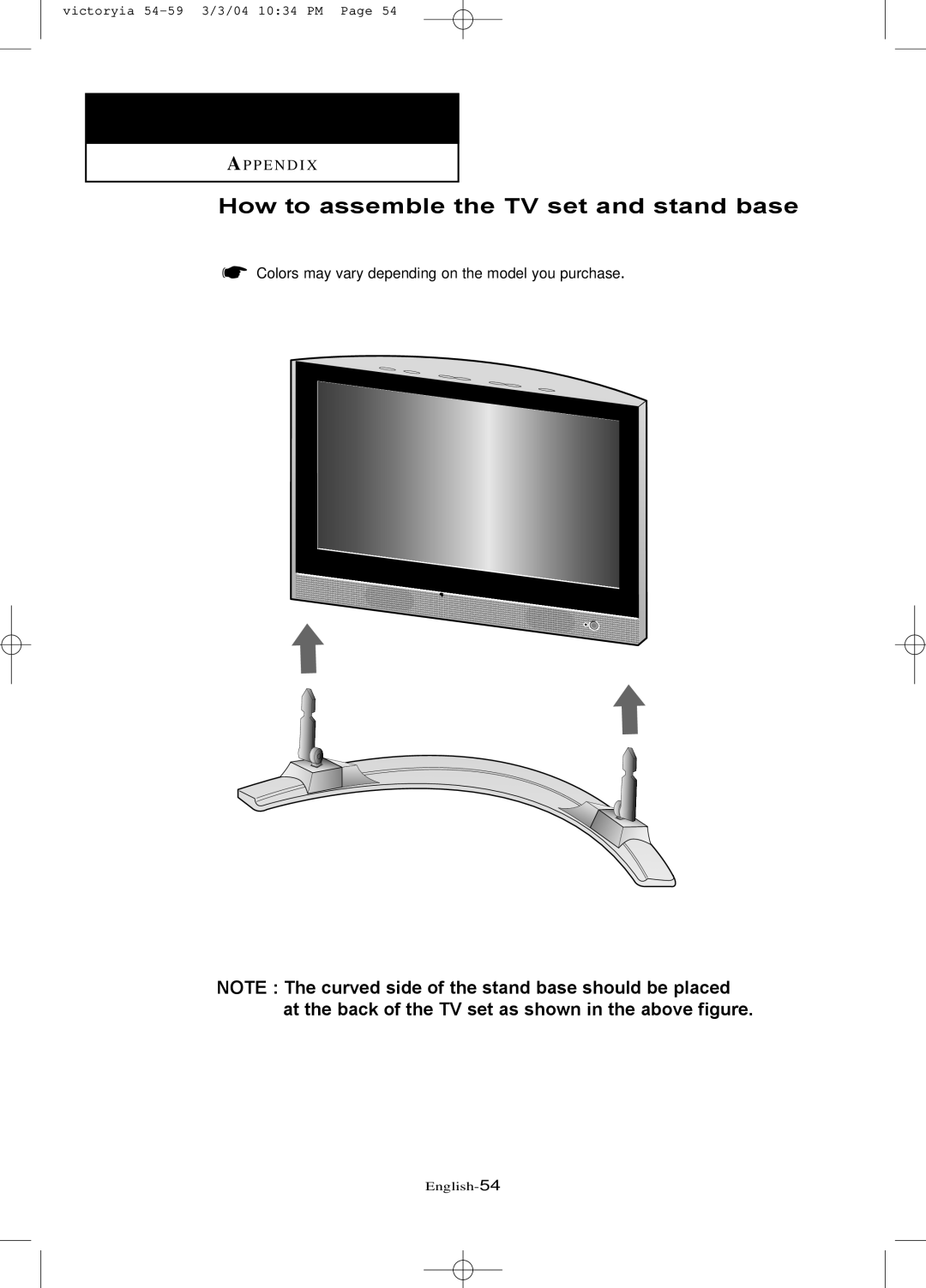 Samsung LTN1785W manual How to assemble the TV set and stand base 