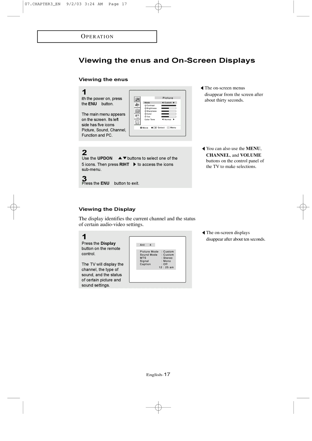 Samsung LTN226W manual Viewing the Menus and On-Screen Displays, Viewing the Display 