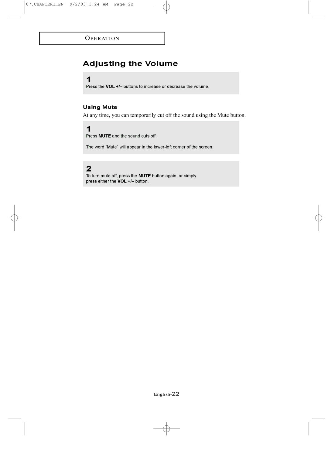 Samsung LTN226W manual Adjusting the Volume, Using Mute 