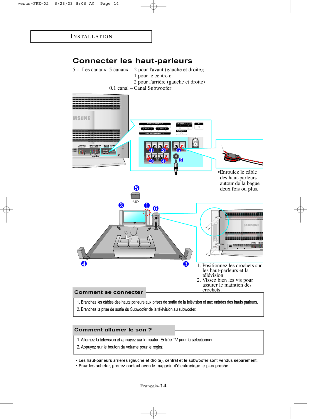 Samsung LTN406W, LTN325W manual Connecter les haut-parleurs, Comment se connecter, Comment allumer le son ? 