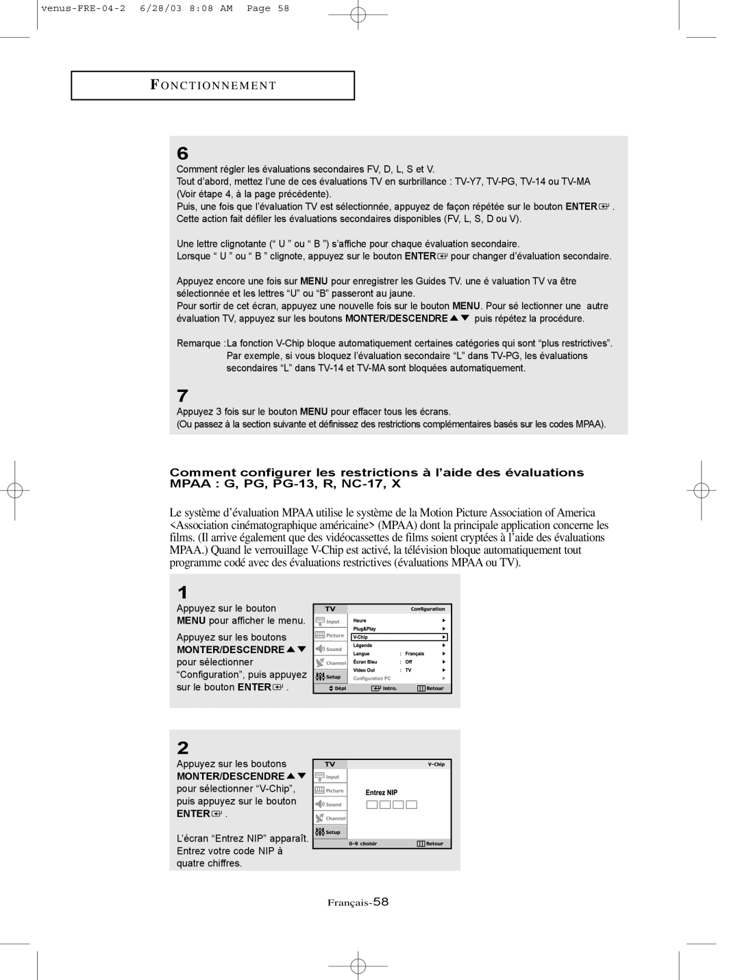 Samsung LTN406W, LTN325W manual Français-58 