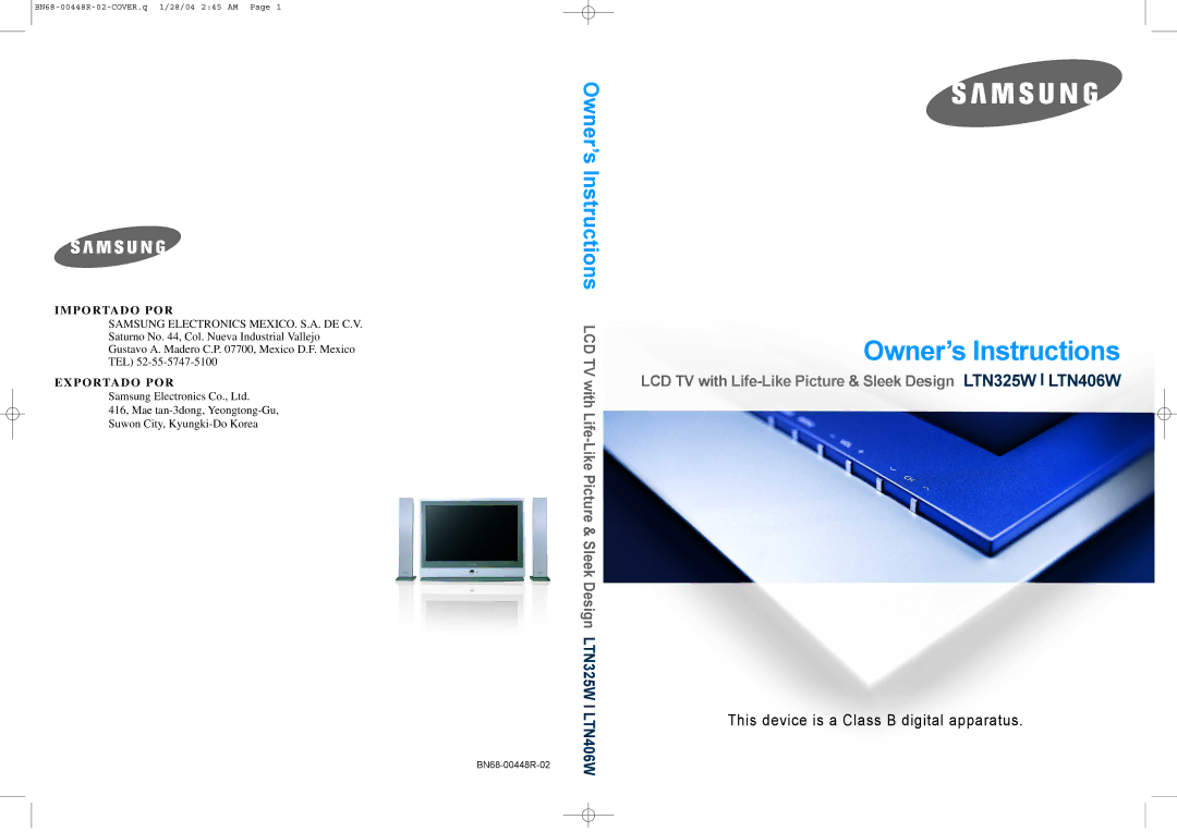 Samsung LTN325W manual Owner’s Instructions 