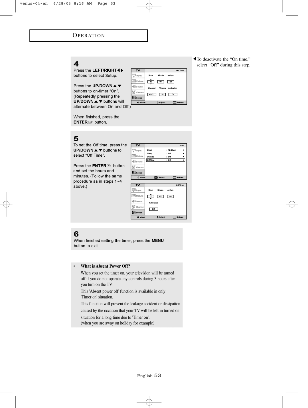 Samsung LTN325W manual What is Absent Power Off? 