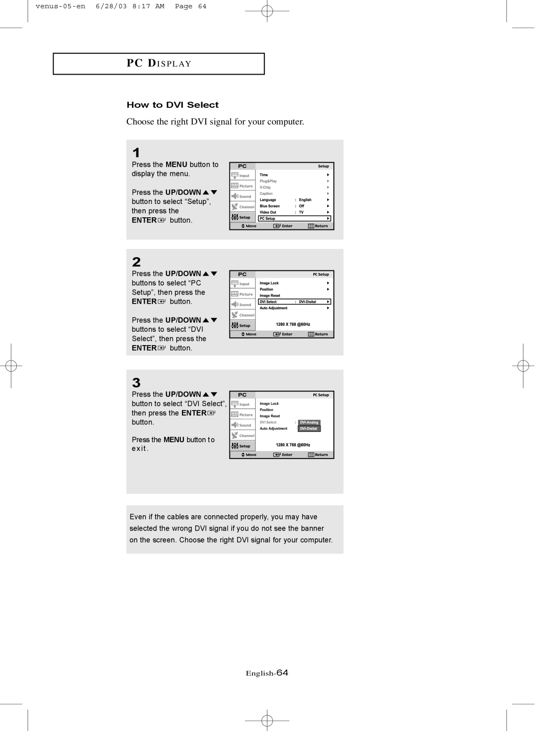 Samsung LTN325W manual Choose the right DVI signal for your computer, How to DVI Select 