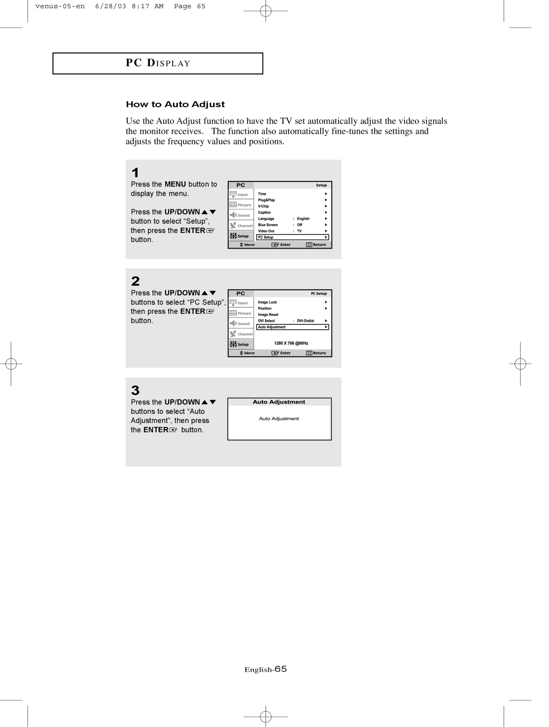 Samsung LTN325W manual How to Auto Adjust 