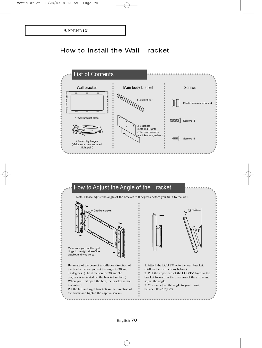 Samsung LTN325W manual List of Contents 