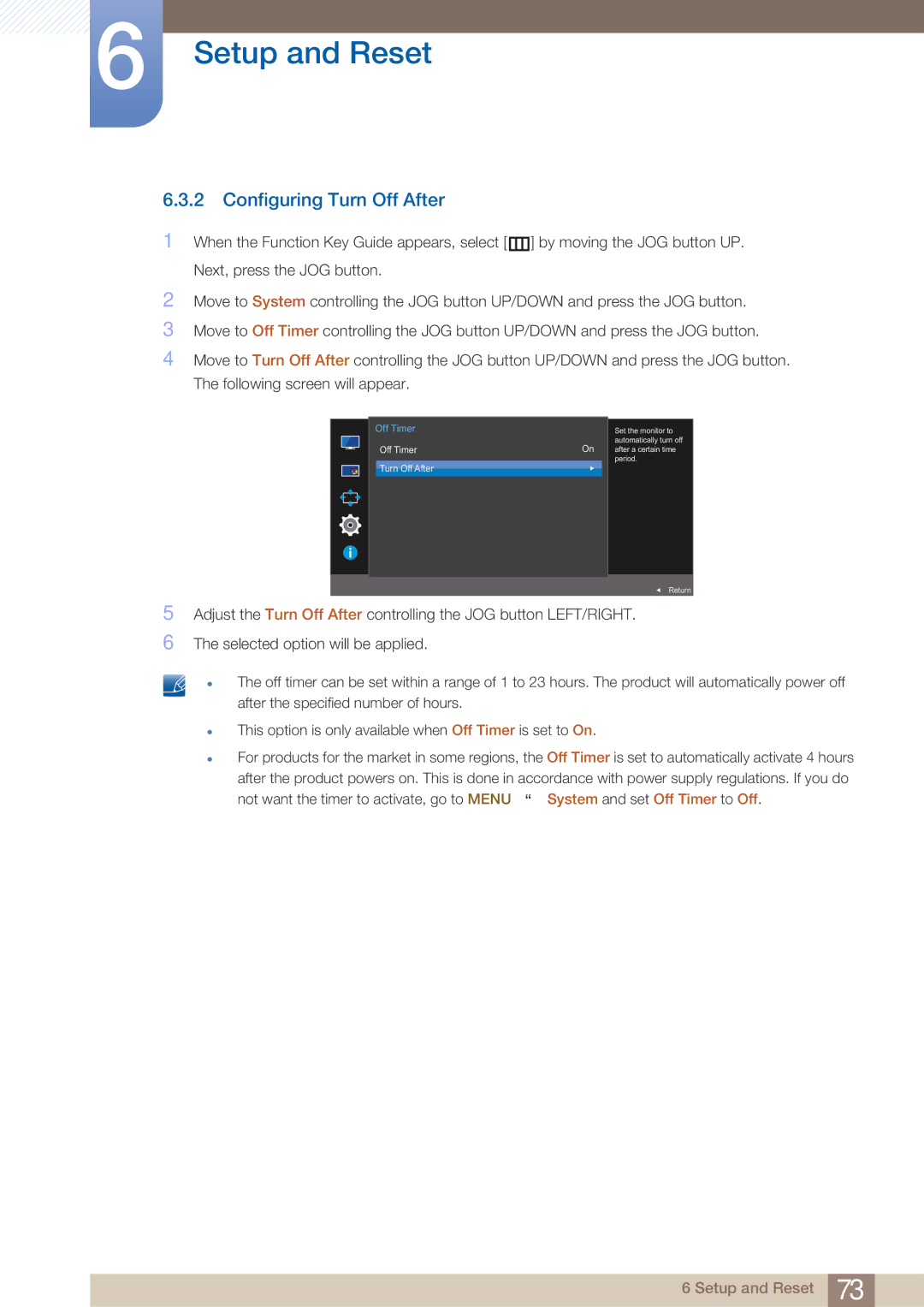 Samsung LU28E590DS/CI, LU24E590DS/EN, LU28E590DS/EN, LU28E590DS/XV, LU24E590DS/CI manual Configuring Turn Off After, Off Timer 