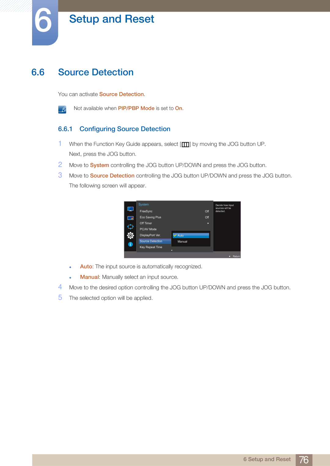 Samsung LU24E590DS/CH, LU24E590DS/EN, LU28E590DS/EN, LU28E590DS/XV, LU28E590DS/CI manual Configuring Source Detection 