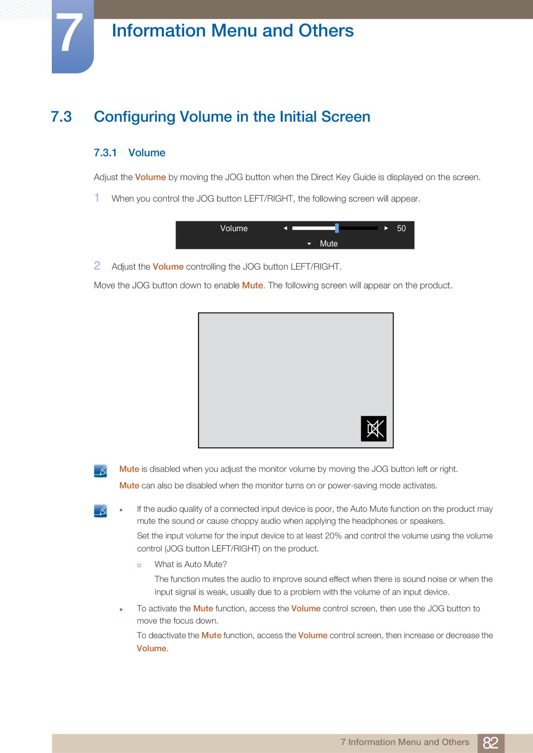 Samsung LU28E590DSR/CH, LU24E590DS/EN, LU28E590DS/EN, LU28E590DS/XV, LU28E590DS/CI Configuring Volume in the Initial Screen 