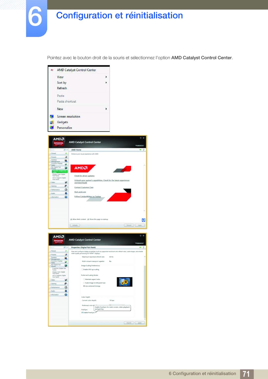 Samsung LU28E590DS/EN, LU24E590DS/EN manual Configuration et réinitialisation 