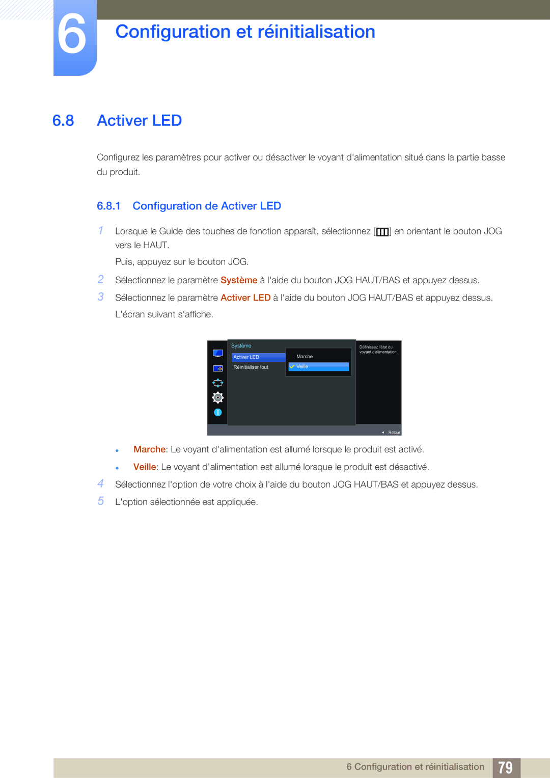 Samsung LU28E590DS/EN, LU24E590DS/EN manual Configuration de Activer LED 