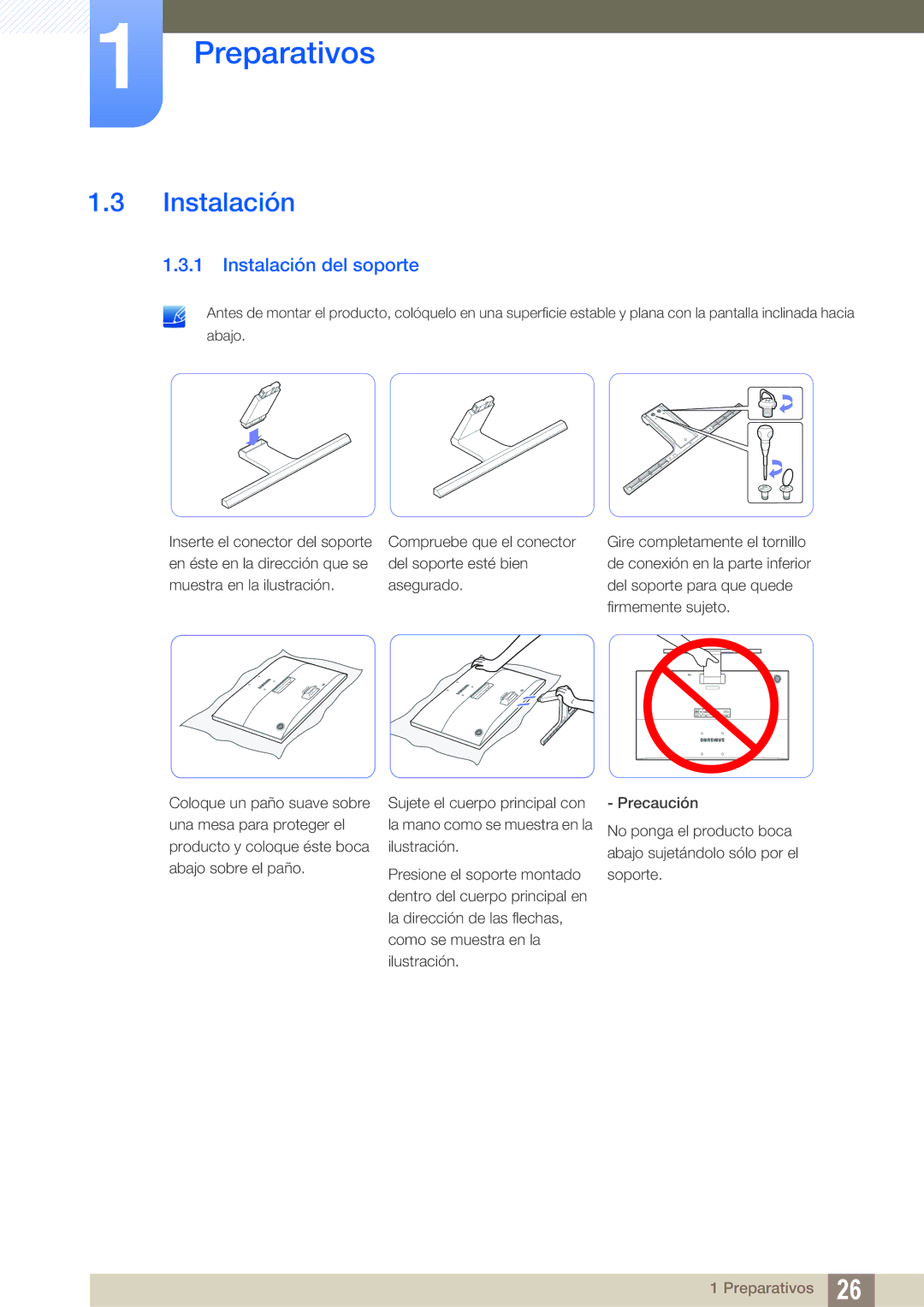 Samsung LU24E590DS/EN, LU28E590DS/EN manual Instalación del soporte 