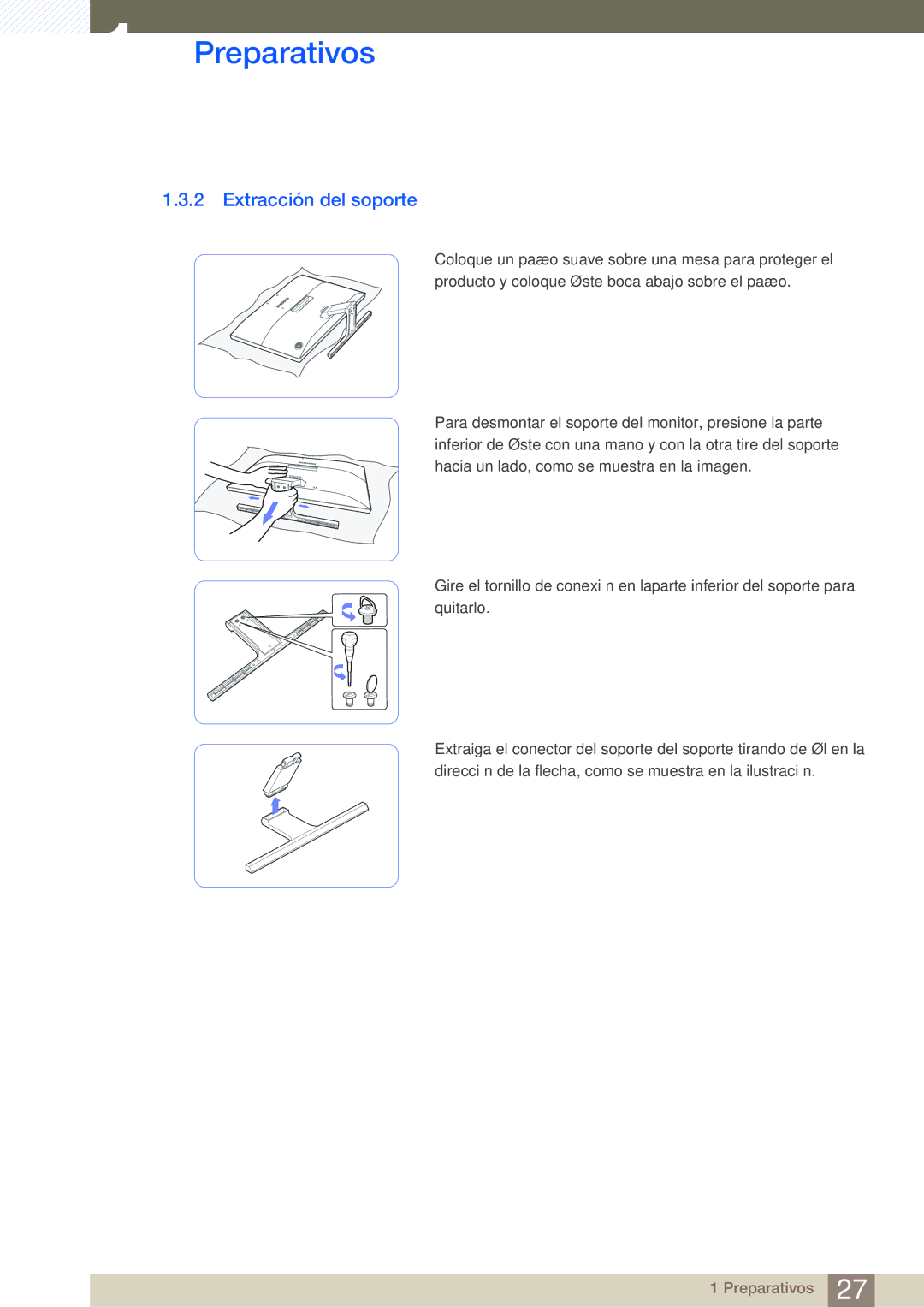 Samsung LU28E590DS/EN, LU24E590DS/EN manual Extracción del soporte 