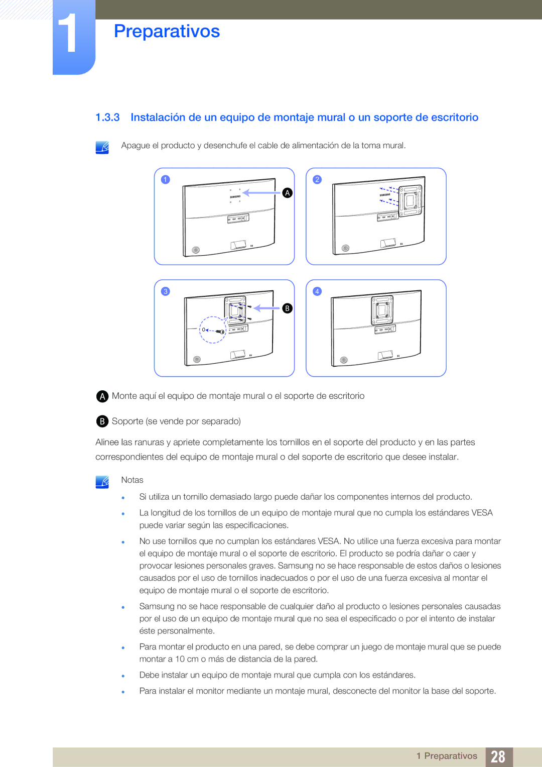 Samsung LU24E590DS/EN, LU28E590DS/EN manual Preparativos 