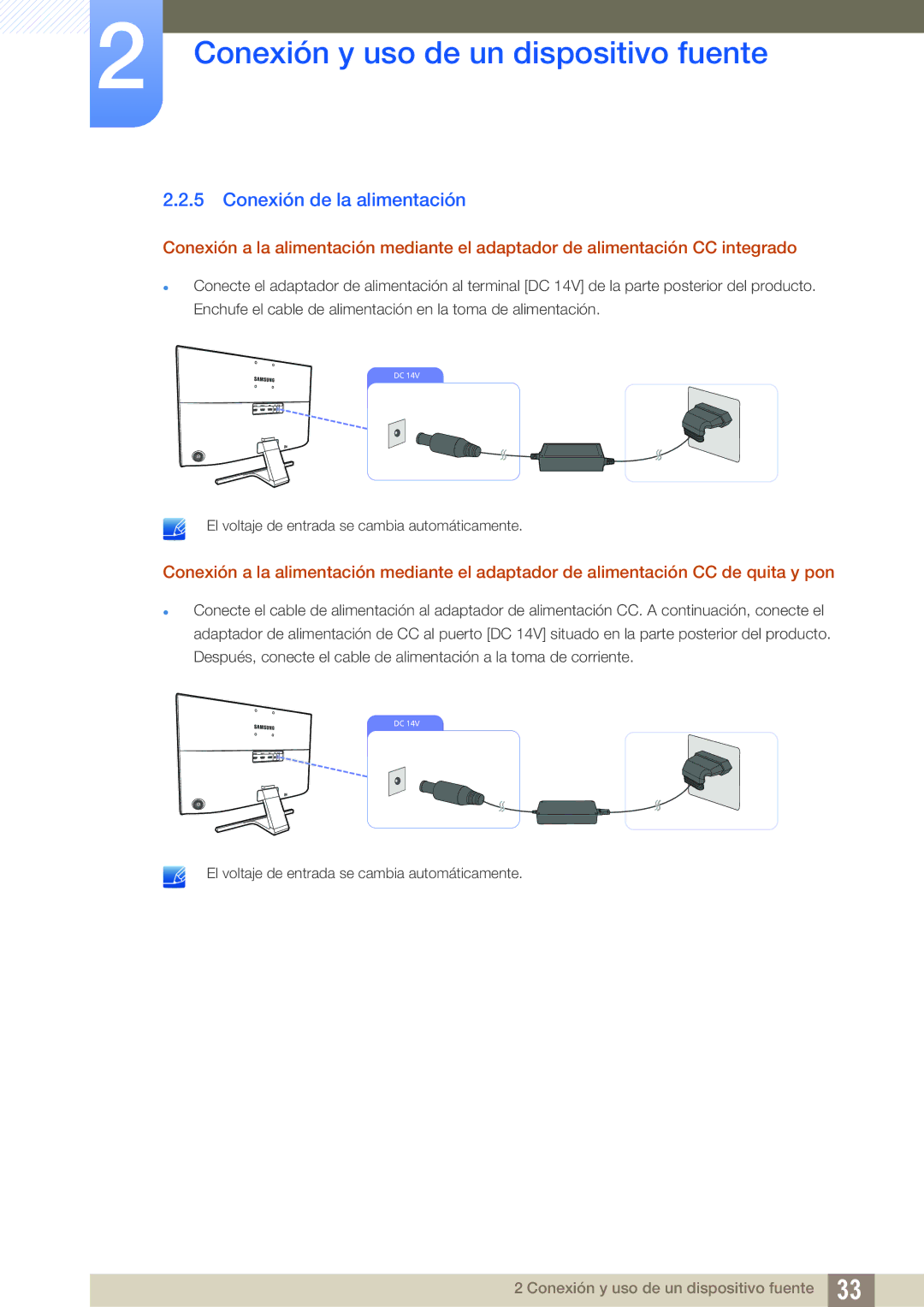 Samsung LU28E590DS/EN, LU24E590DS/EN manual Conexión de la alimentación 