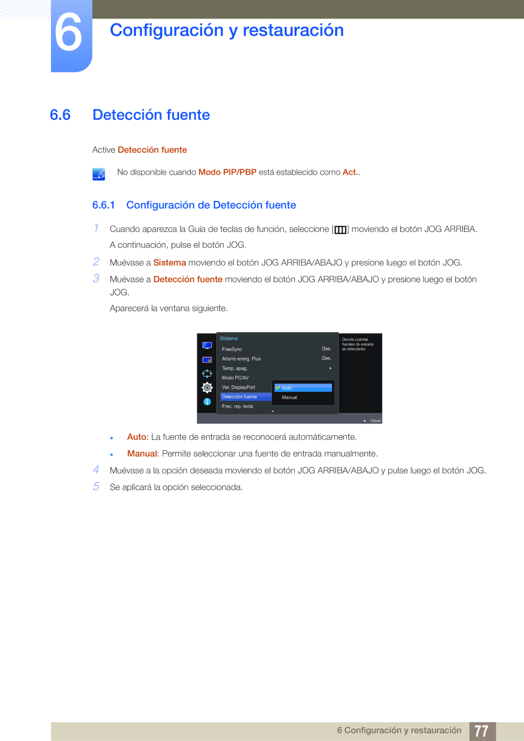 Samsung LU28E590DS/EN, LU24E590DS/EN manual Configuración de Detección fuente, Active Detección fuente 