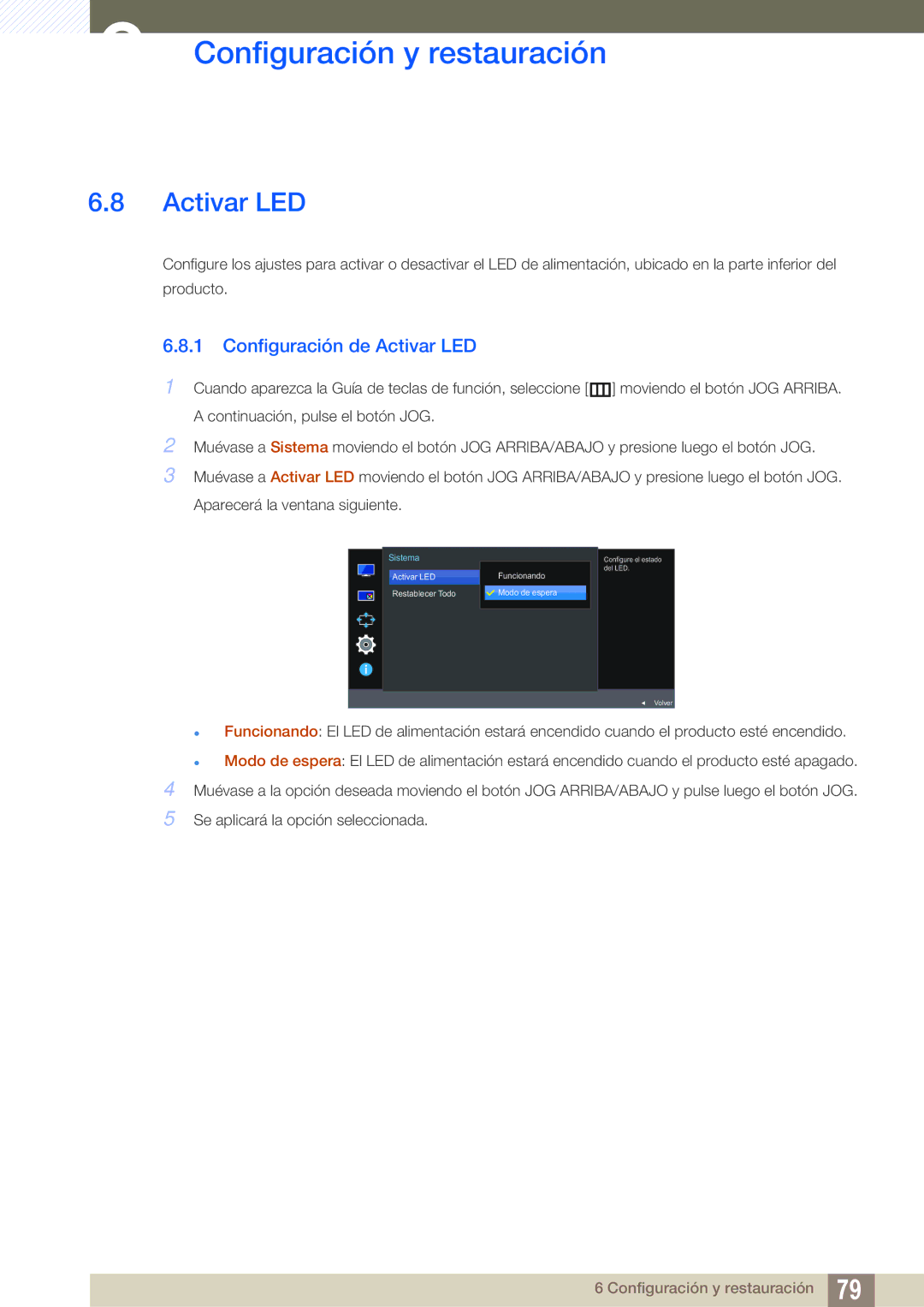 Samsung LU28E590DS/EN, LU24E590DS/EN manual Configuración de Activar LED 