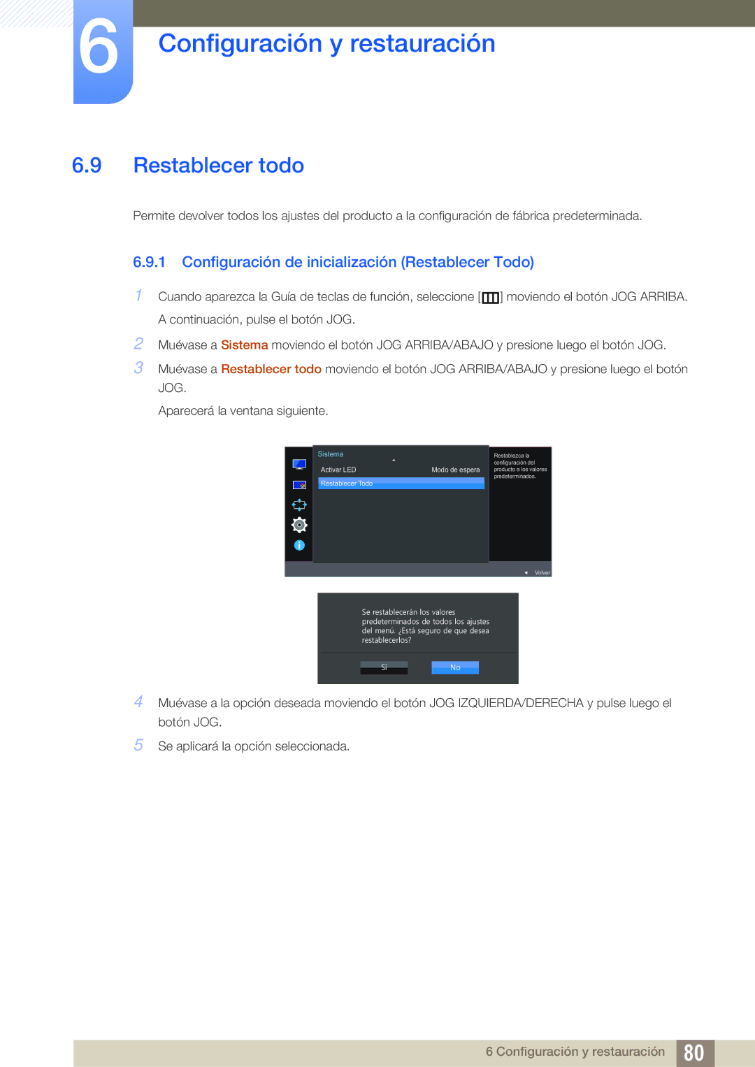 Samsung LU24E590DS/EN, LU28E590DS/EN manual Restablecer todo, Configuración de inicialización Restablecer Todo 