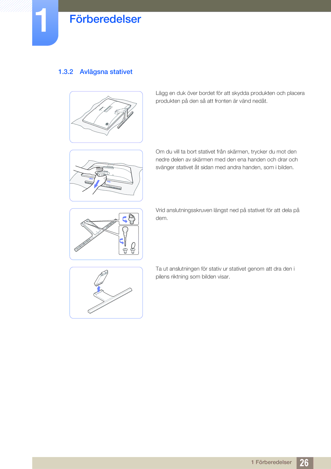 Samsung LU24E590DS/EN, LU28E590DS/EN manual 2 Avlägsna stativet 