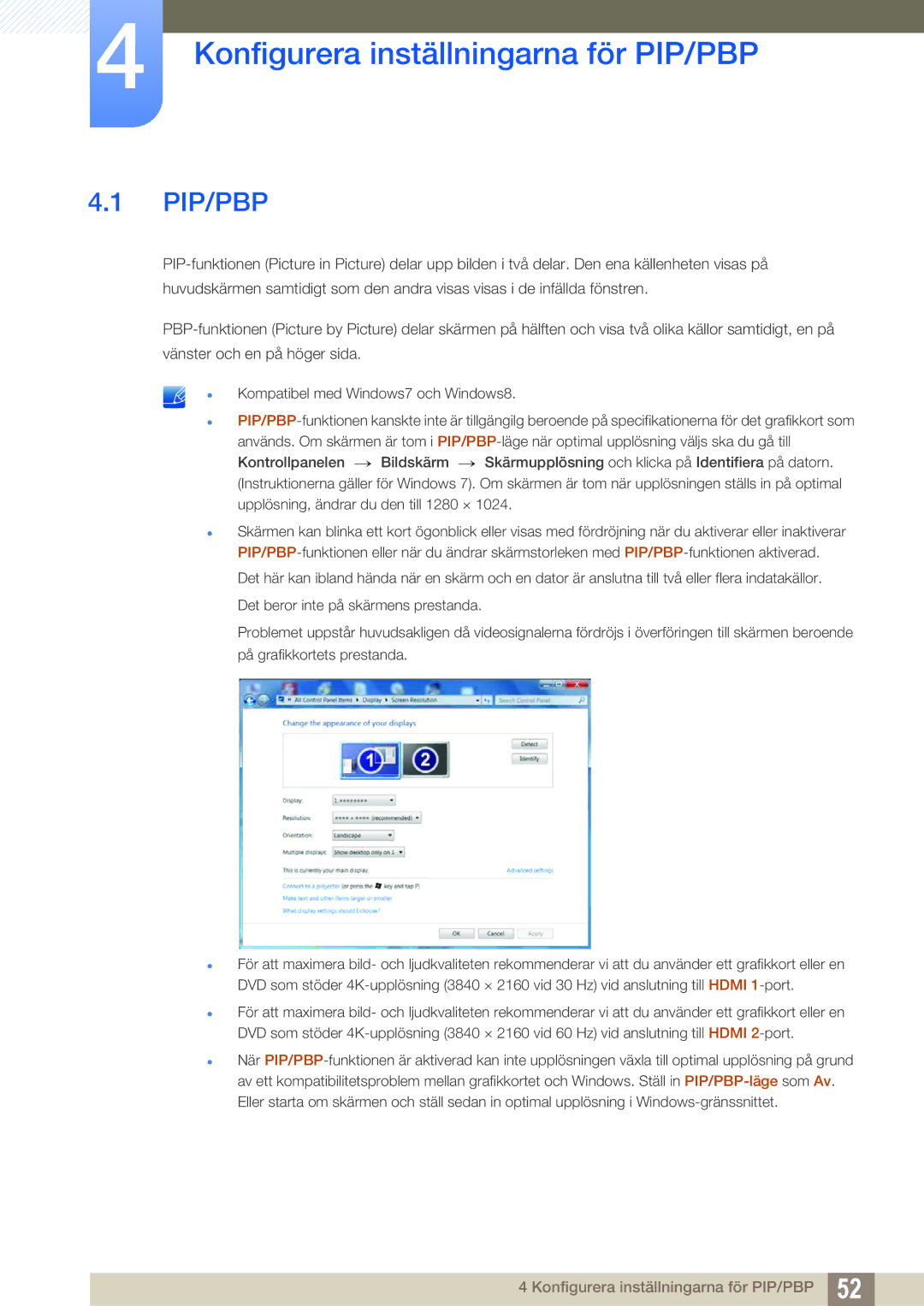 Samsung LU24E590DS/EN, LU28E590DS/EN manual Konfigurera inställningarna för PIP/PBP, Pip/Pbp 