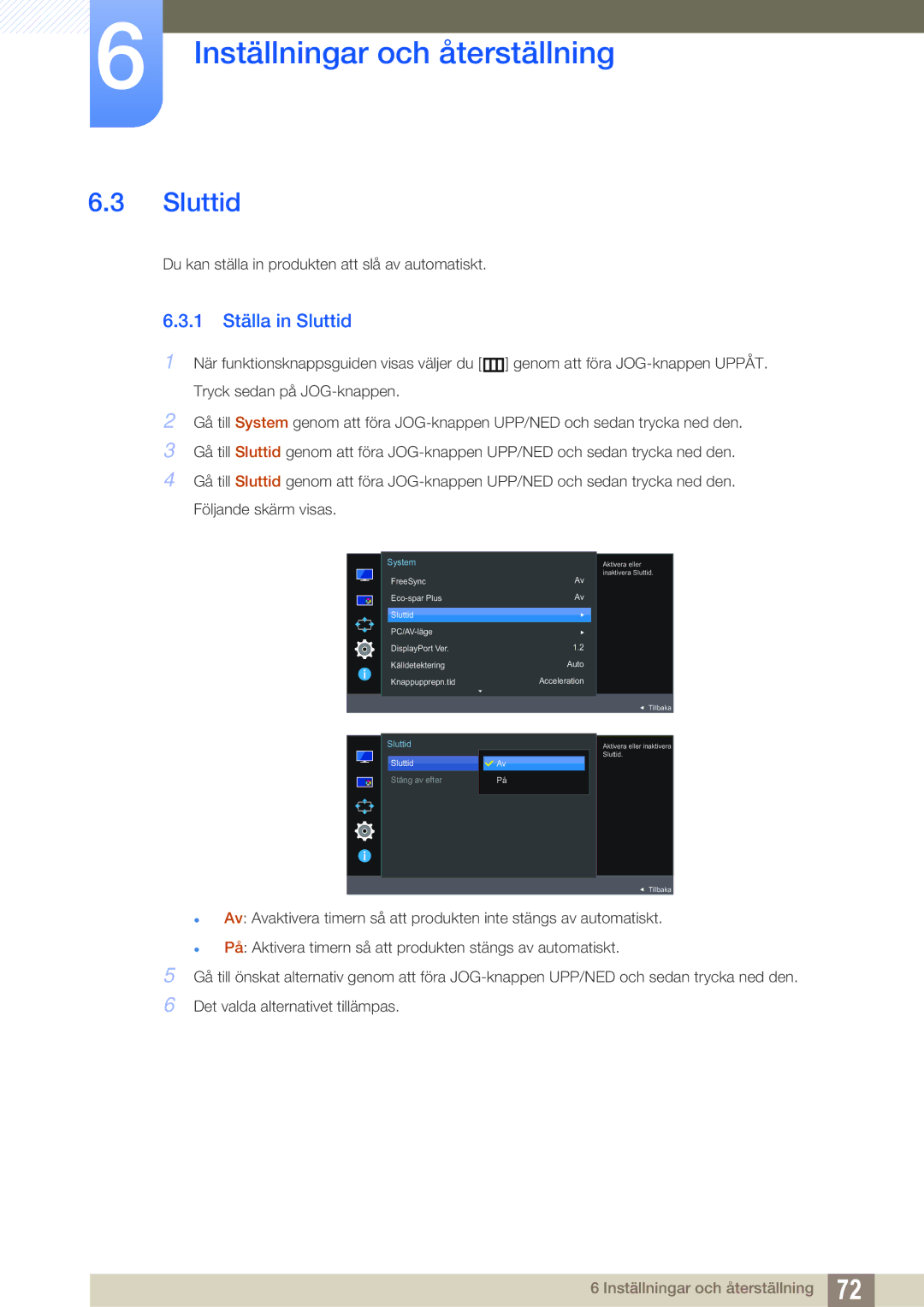 Samsung LU24E590DS/EN, LU28E590DS/EN manual 1 Ställa in Sluttid 