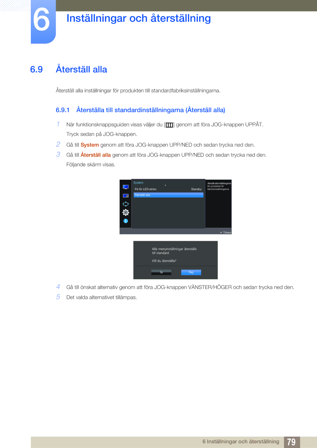 Samsung LU28E590DS/EN, LU24E590DS/EN manual 1 Återställa till standardinställningarna Återställ alla 