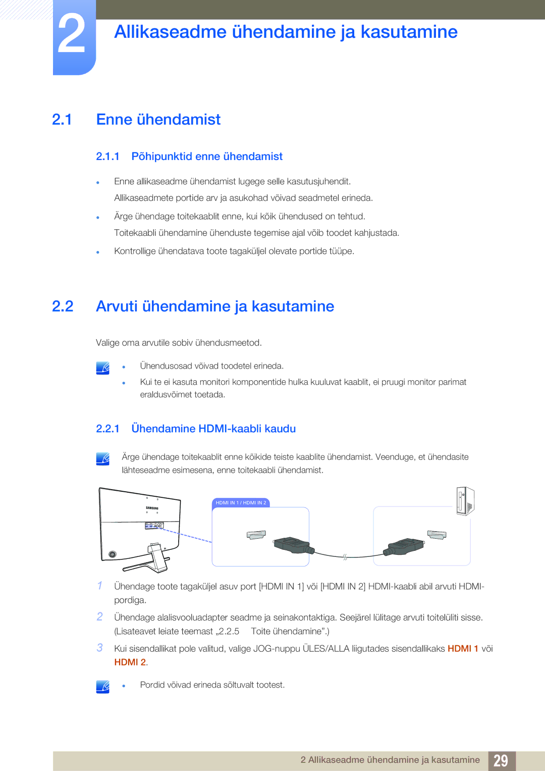 Samsung LU28E590DS/EN manual Allikaseadme ühendamine ja kasutamine, Enne ühendamist, Arvuti ühendamine ja kasutamine 