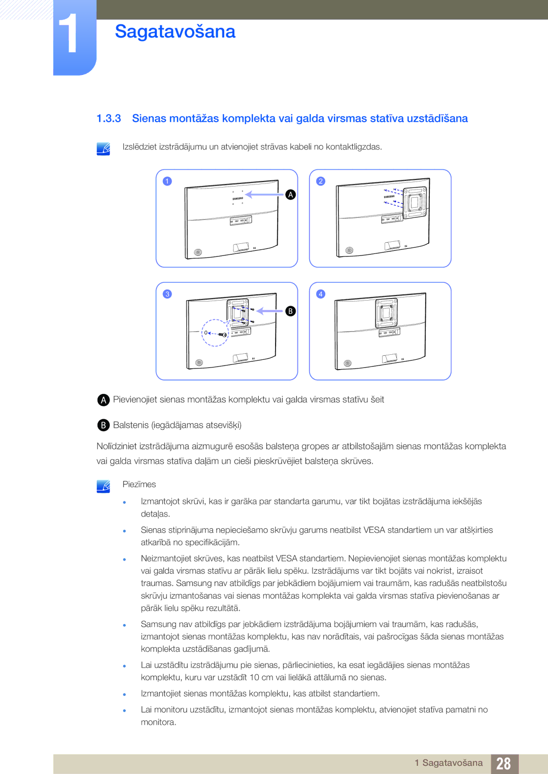 Samsung LU24E590DS/EN, LU28E590DS/EN manual Sagatavošana 