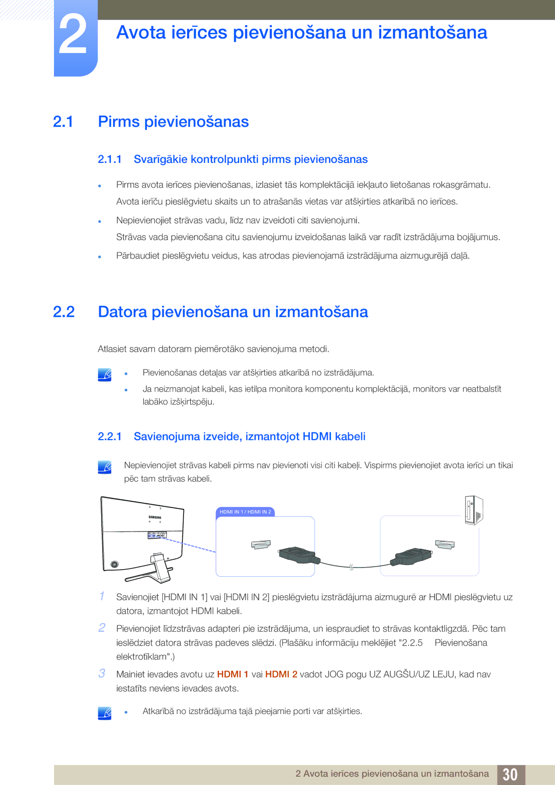 Samsung LU24E590DS/EN Avota ierīces pievienošana un izmantošana, Pirms pievienošanas, Datora pievienošana un izmantošana 