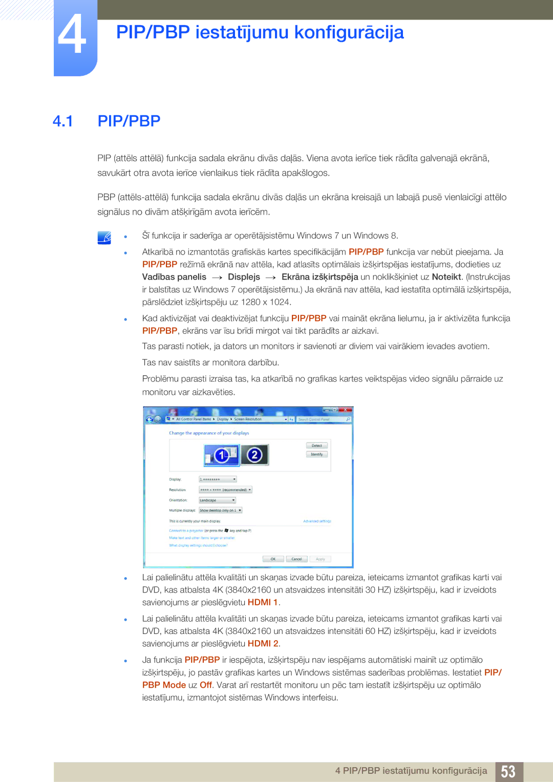 Samsung LU28E590DS/EN, LU24E590DS/EN manual PIP/PBP iestatījumu konfigurācija, Pip/Pbp 