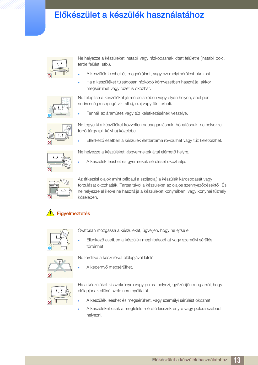 Samsung LU28E590DS/EN, LU24E590DS/EN manual Fennáll az áramütés vagy tűz keletkezésének veszélye 