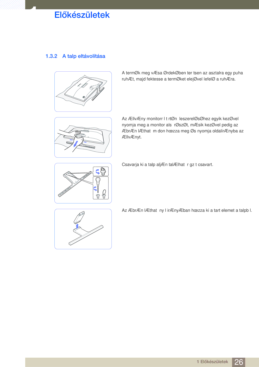 Samsung LU24E590DS/EN, LU28E590DS/EN manual Talp eltávolítása 