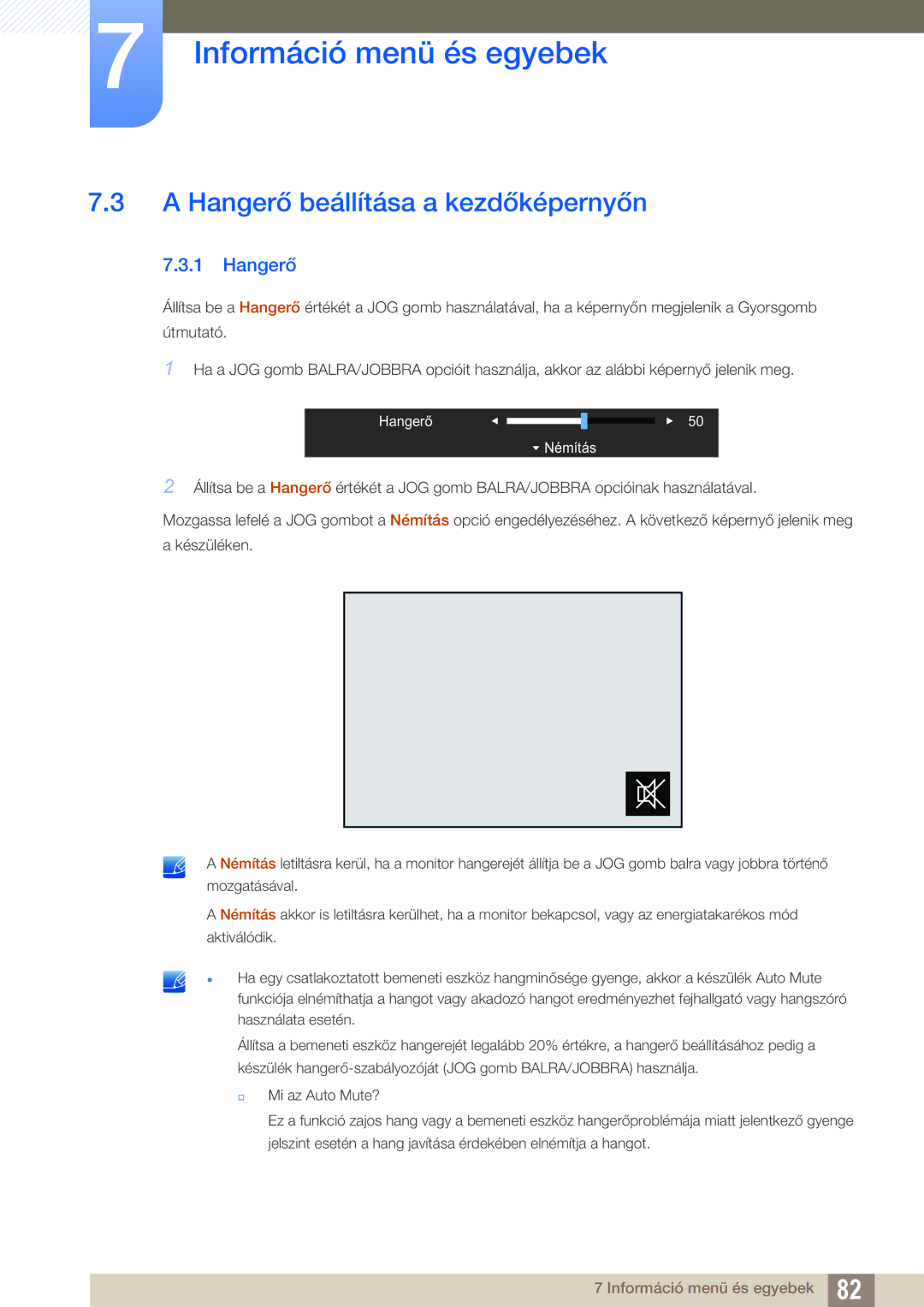 Samsung LU24E590DS/EN, LU28E590DS/EN manual Hangerő beállítása a kezdőképernyőn 