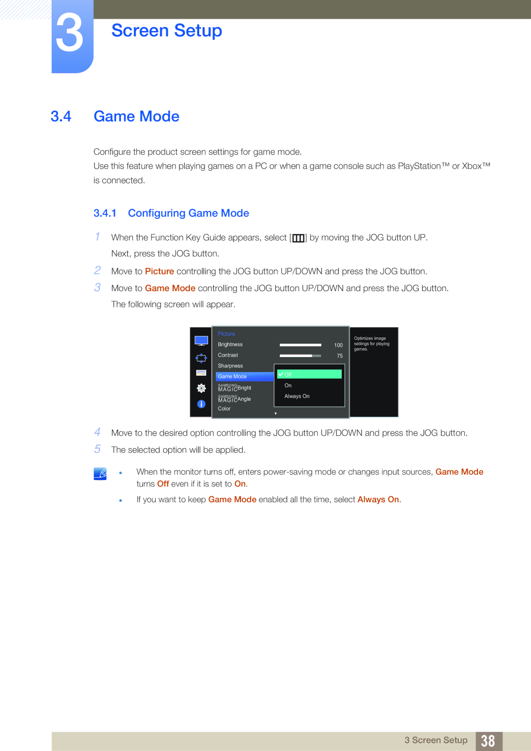 Samsung LU28D590DS/XV, LU28D590DS/EN, LU28D590DS/UE, LU28D590DSG/XV, LU28D590DS/KZ, LU28D590DS/CI Configuring Game Mode 