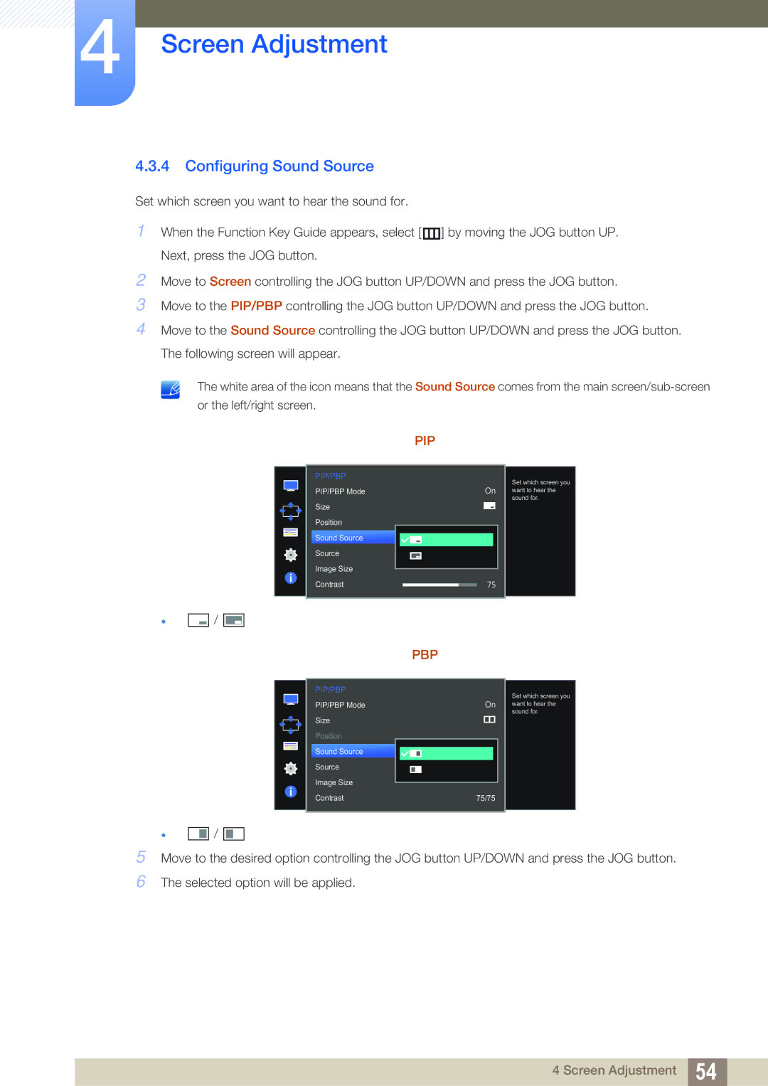 Samsung LU28D590DS/CI, LU28D590DS/EN, LU28D590DS/UE, LU28D590DSG/XV, LU28D590DS/XV manual Configuring Sound Source, Pip 