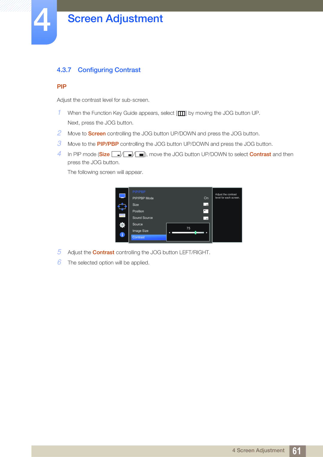 Samsung LU28D590DS/CI, LU28D590DS/EN, LU28D590DS/UE manual PIP/PBP Mode Size Position Sound Source Image Size Contrast 