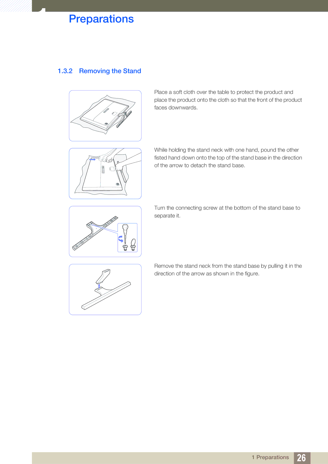 Samsung LU28D590DS/CI, LU28D590DS/EN, LU28D590DS/UE, LU28D590DSG/XV, LU28D590DS/XV, LU28D590DS/KZ manual Removing the Stand 