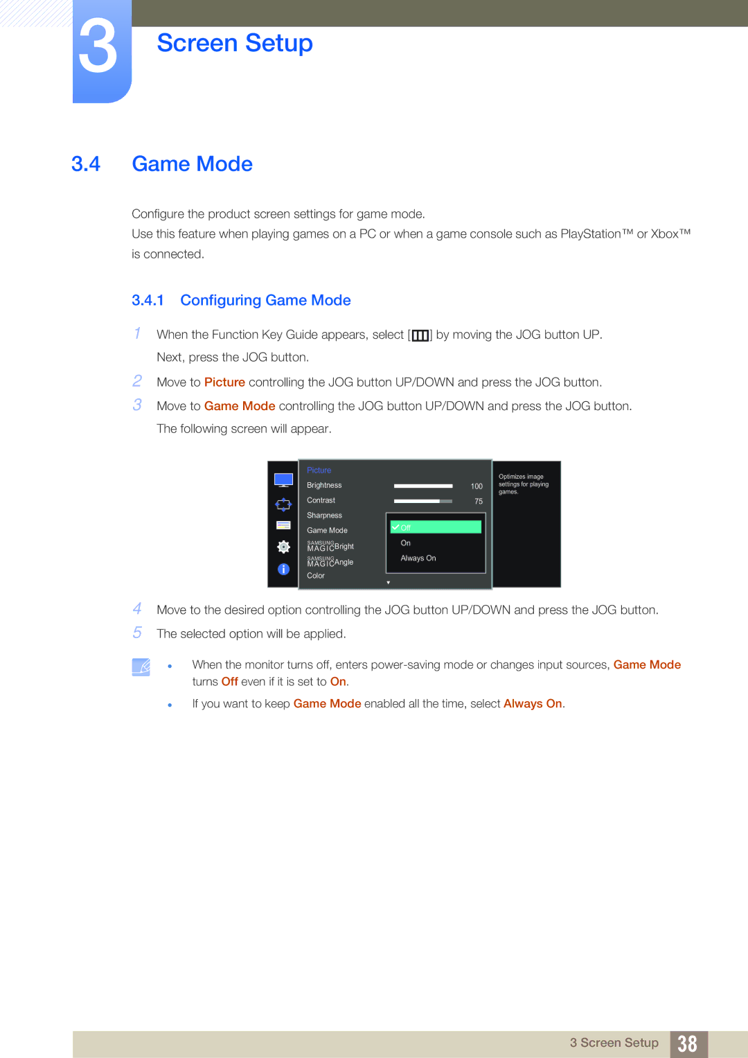 Samsung LU28D590DS/XV, LU28D590DS/EN, LU28D590DS/UE, LU28D590DSG/XV, LU28D590DS/KZ, LU28D590DS/CI Configuring Game Mode 