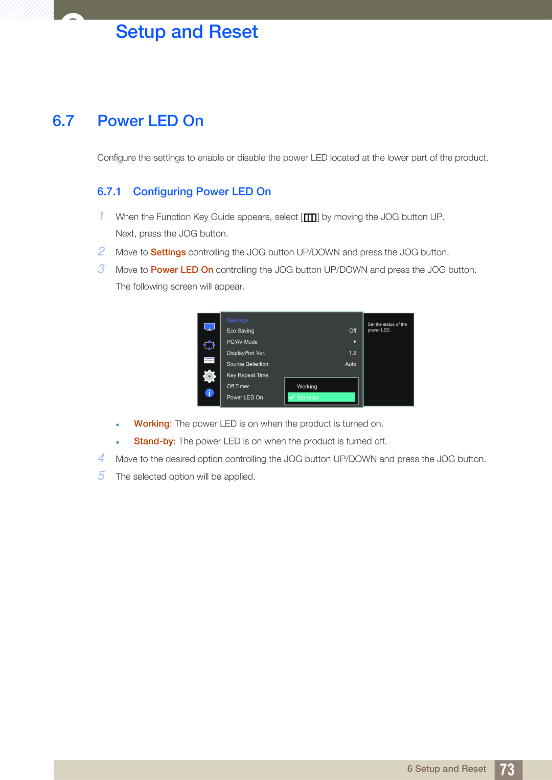 Samsung LU28D590DS/XV, LU28D590DS/EN, LU28D590DS/UE, LU28D590DSG/XV, LU28D590DS/KZ, LU28D590DS/CI Configuring Power LED On 